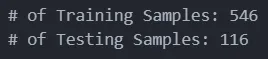 Figure 3: # of training and testing samples in our data